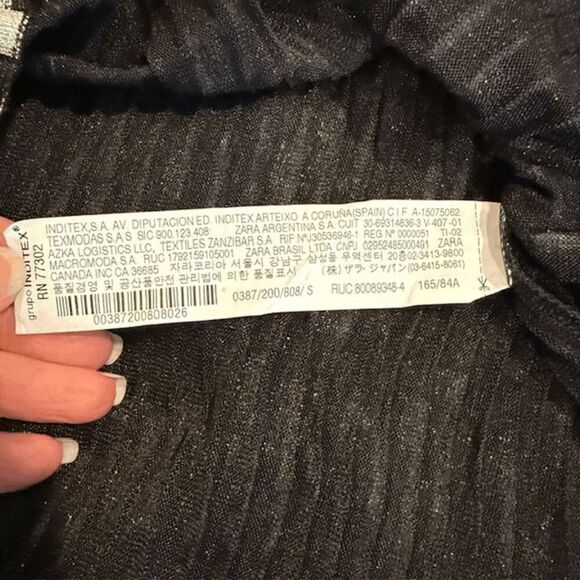 NWT‎ ZARA Black and Silver Metallic Party Mini Dress Waist Ruffle Size Small - Picture 9 of 14